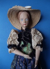 Antique Swiss Wooden Folk Character Doll Hand Carved 1930s Switzerland 10 1/2