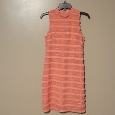 J. Crew Women's High Neck Open Embroidered Fringe A-Line Midi Dress Orange Sz 0