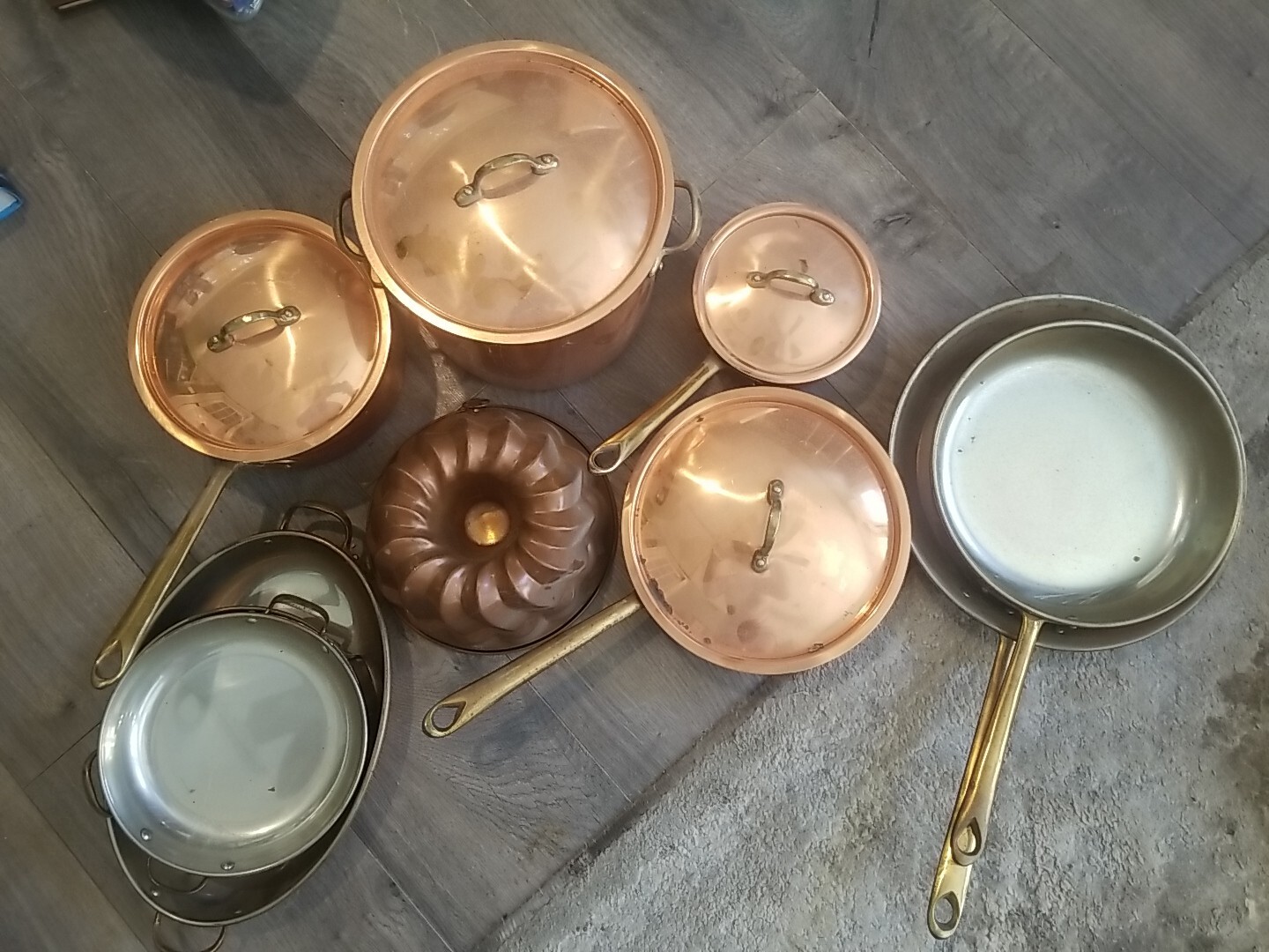 COPPER STAINLESS STEEL 14 PIECE COOKWARE SET Made In Portugal COPRAL VINTAGE