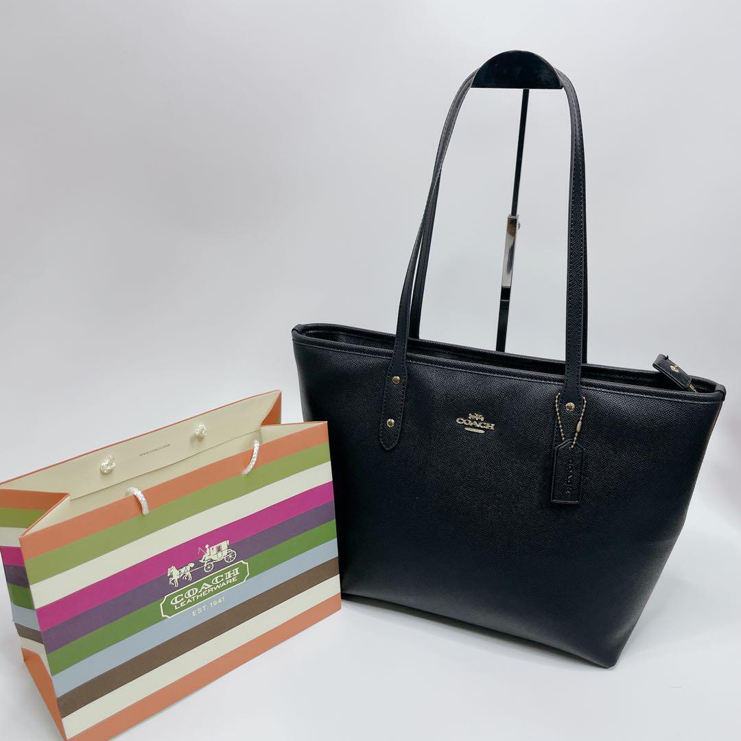 Coach Black Tote Bag Genuine Leather Business Shoulder | eBay Coach Black Tote Bag Genuine Leather Business Shoulder | eBay