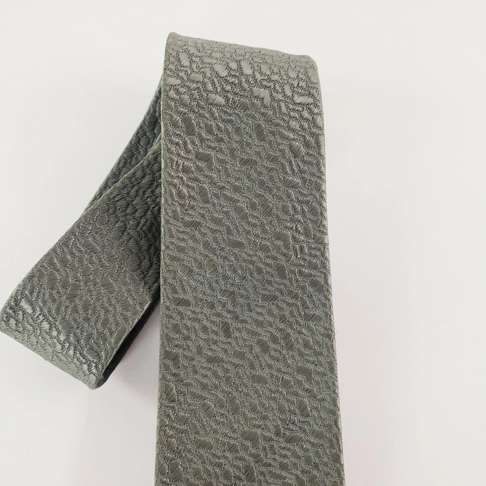 Corbata Majestuosa De Colección Gris Guijarro Textura A Prueba de Arrugas Delgada Mediados de Siglo Mensware Foto 3 de 4