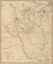 20" x 24" 1843 map of Mississippi River Watershed Hydrographical