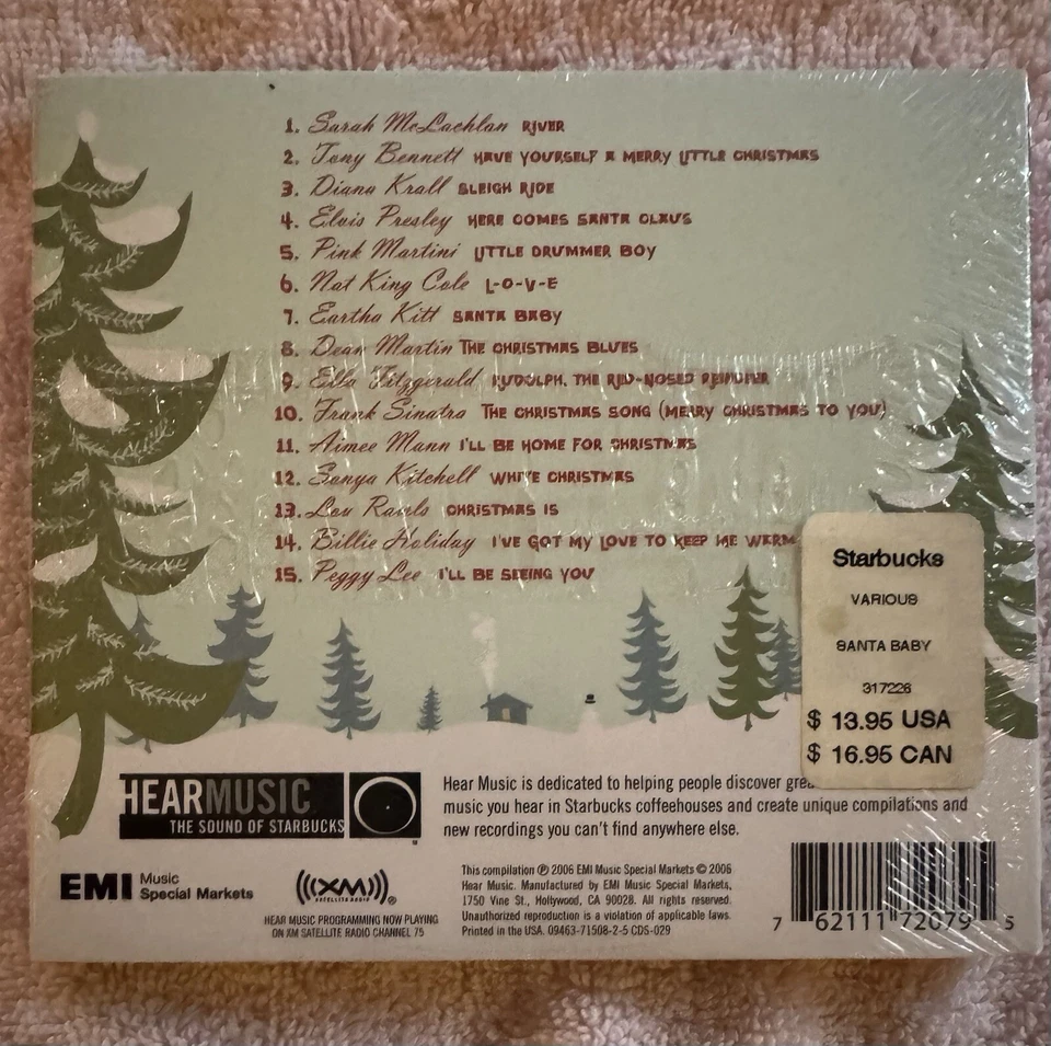 Starbucks 2006 Santa Baby Christmas Audio CD Elvis Nat King Cole Sinatra Etc NEW Foto 2 de 2