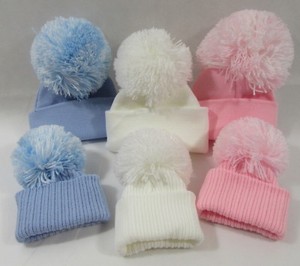 girls pink bobble hat