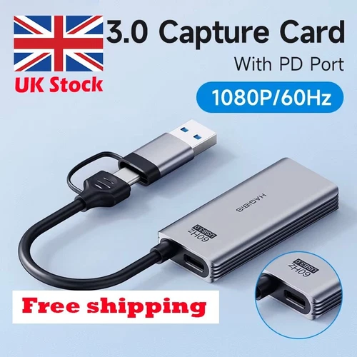 USB 3.0 Video Capture Card 100W HDMI to USB-C for Meta Quest 3 iPad Game Live St