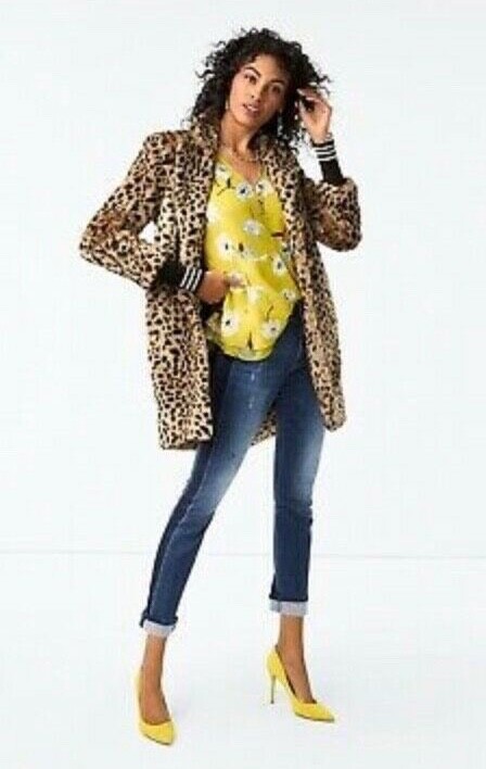 CAbi Josephine Coat Leopard Faux Fur #3727 XS | eBay