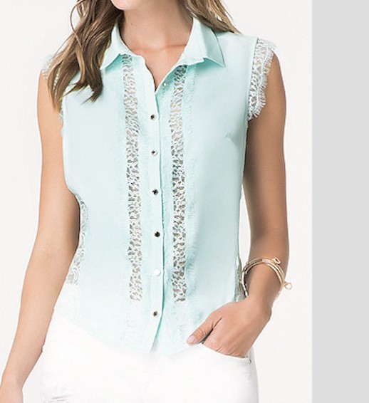 bebe Lace top sleeveless blue/mint size L BET | eBay