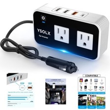 200W Car Power Inverter 12V DC to 110V AC Adapter 4.8A Dual USB Dual AC Outlet