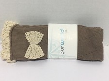 Women's Boot Socks with Bow made with Lace and Crochet BROWN