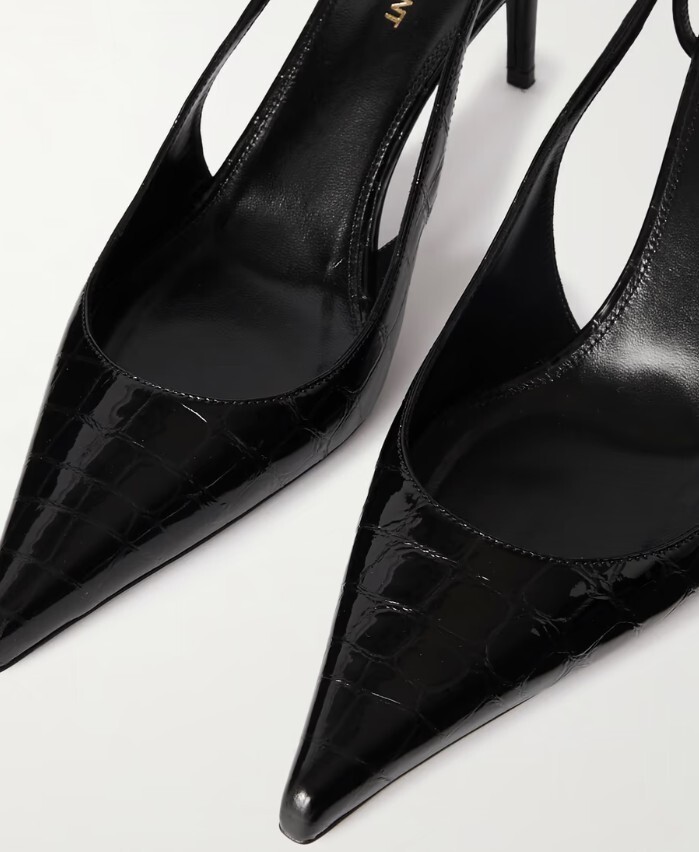 Saint Laurent YSL Vendome slingback in pelle effetto coccodrillo lucido taglia 38 5 nuovo con scatola