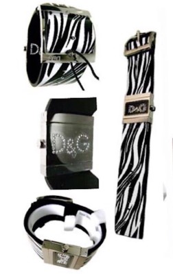 D &Ｇ D&G WATCH STRAP , DW0011 , ZEBRA/BLACK STRAP , D&G STRAP , DW0013