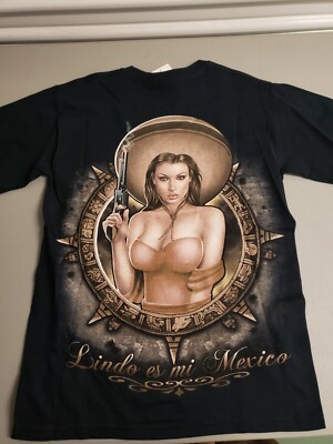 LINDO ES MI MEXICO BLACK T-SHIRT PLAYERA MENS SIZE SMALL CHOLO STREETWEAR HOMIES