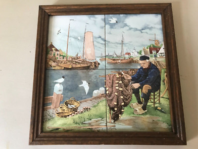 Flisengemälde, Fliesenbild von S.C.Hunnik, handgemacht in Holland ca. 35 x 35 cm