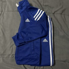 Adidas Kids Track Suit Athletic Pants  Zipped Jacket Blue White Size 4