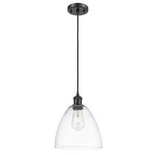 Innovations 9" 516 Ball Dome LED Mini Pendant 1P, BK/CL - 516-1P-BK-GBD-92-LED