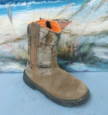 Realtree Camo Side Zip Boots, Boys' Game Winner Brown