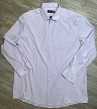 Mens JF J. Ferrar Stretch Slim Shirt 16-16.5, 32-33 Pink Long Sleeve