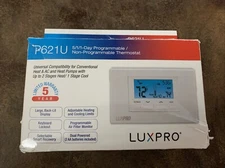LuxPro P621U Thermostat for Heat & AC and Heat Pumps 2 Stages Heat 1 Stage Cool