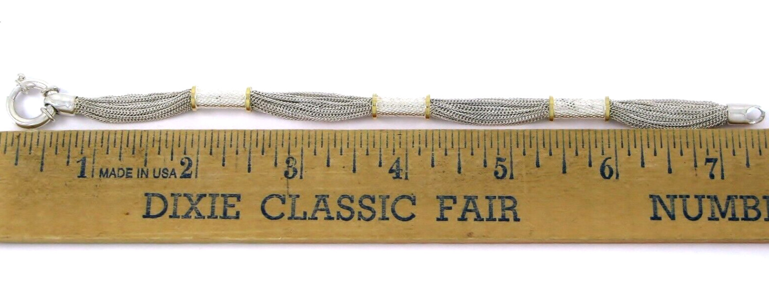 Solid Sterling Silver 925 Multi Chain Station 7.2… - image 12