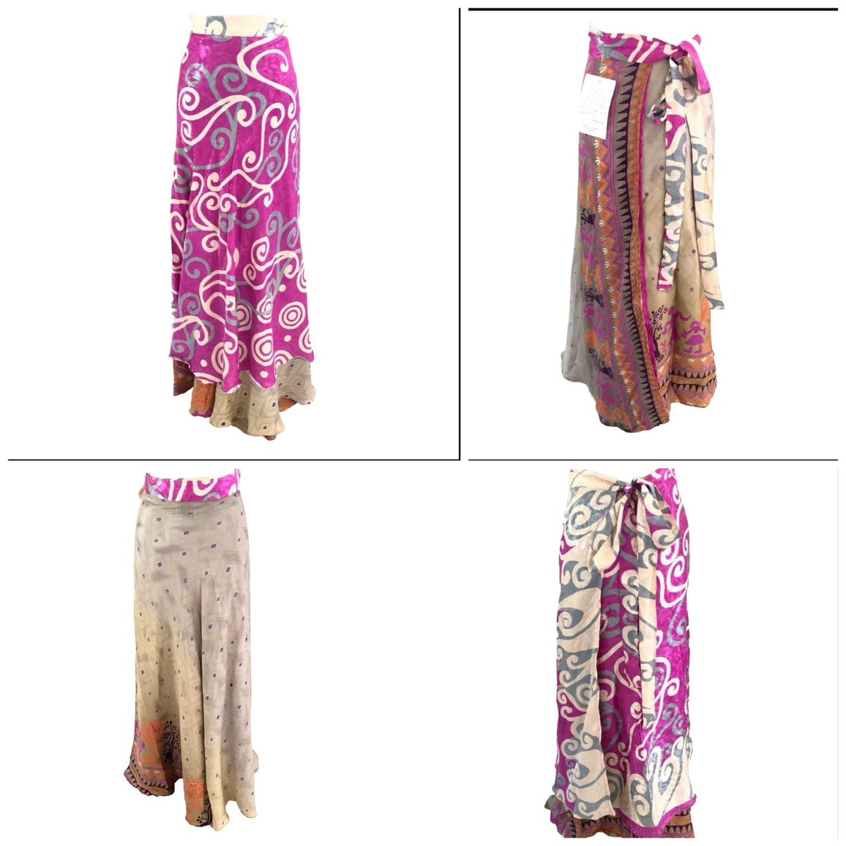 Jagannath Women Bohemian Long Midi Maxi Wrap Skirt One Size Reversible  Colorful