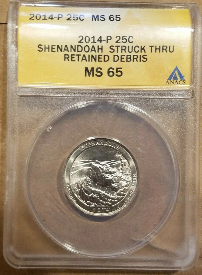 2014 P Shenandoah Quarter Struck Thru Retained Debris ERROR COIN ATB ANACS MS65 - Image 4 of 4
