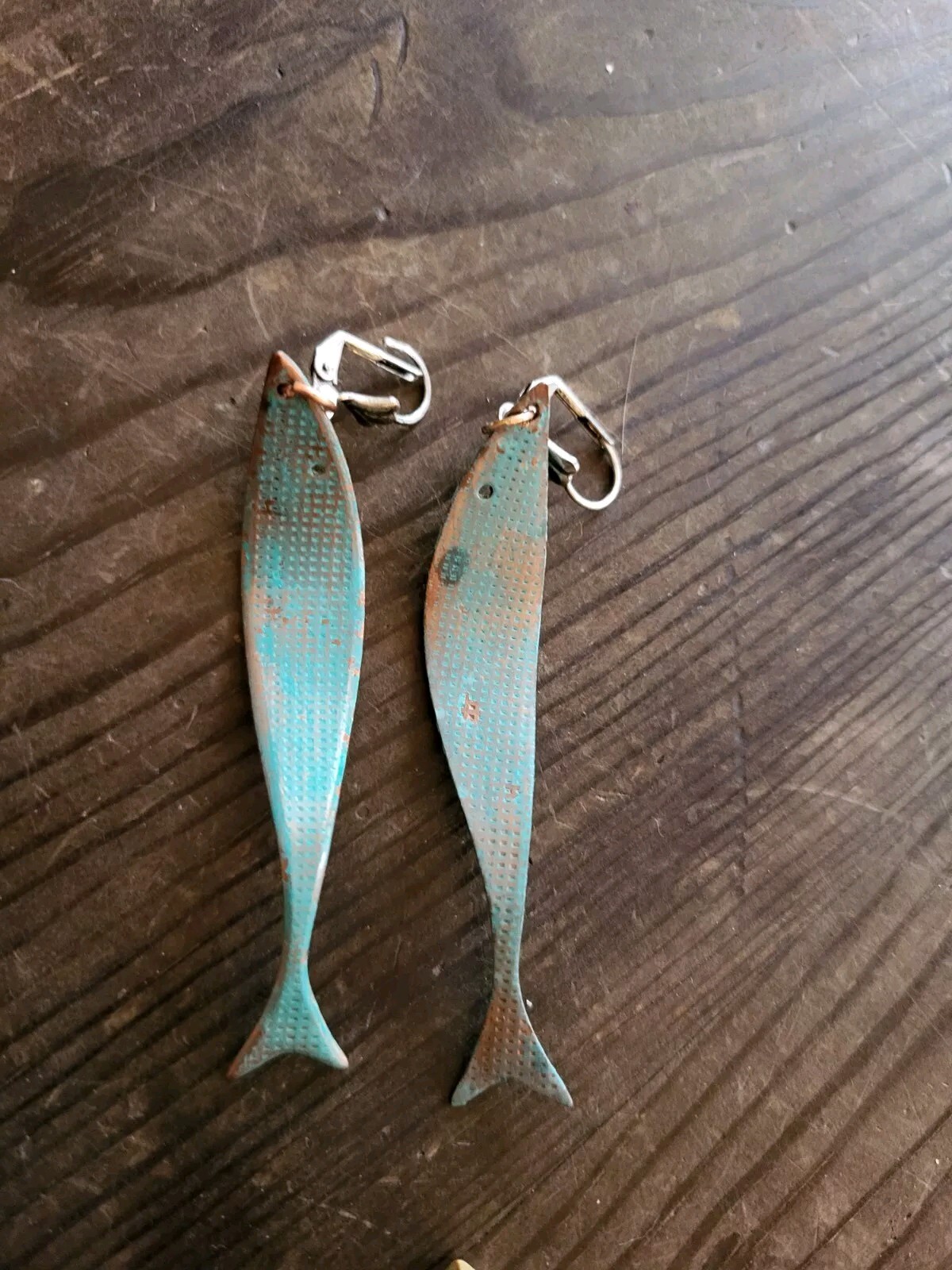 Statement Fish Earrings Dangle Green 3