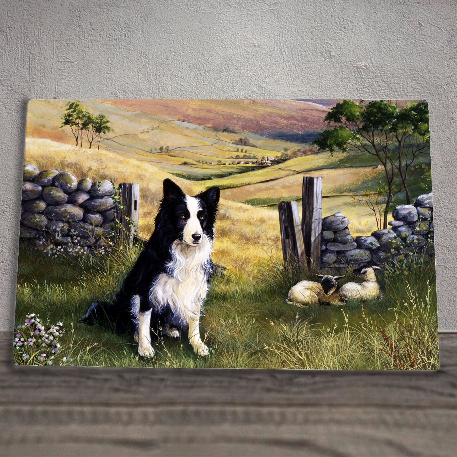 Sheepdog Ceramic Tile Picture Collie Dog Plaque Sign Wall Art By R Fathers 20x30