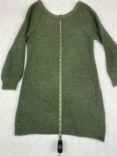 Harper Heritage Cozy Knit Sweater Dress V Back Olive Green XXS