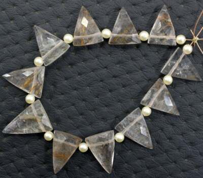 Super Quality Natural Copper Rutile Gemstone Faceted Triangle Shape Beads