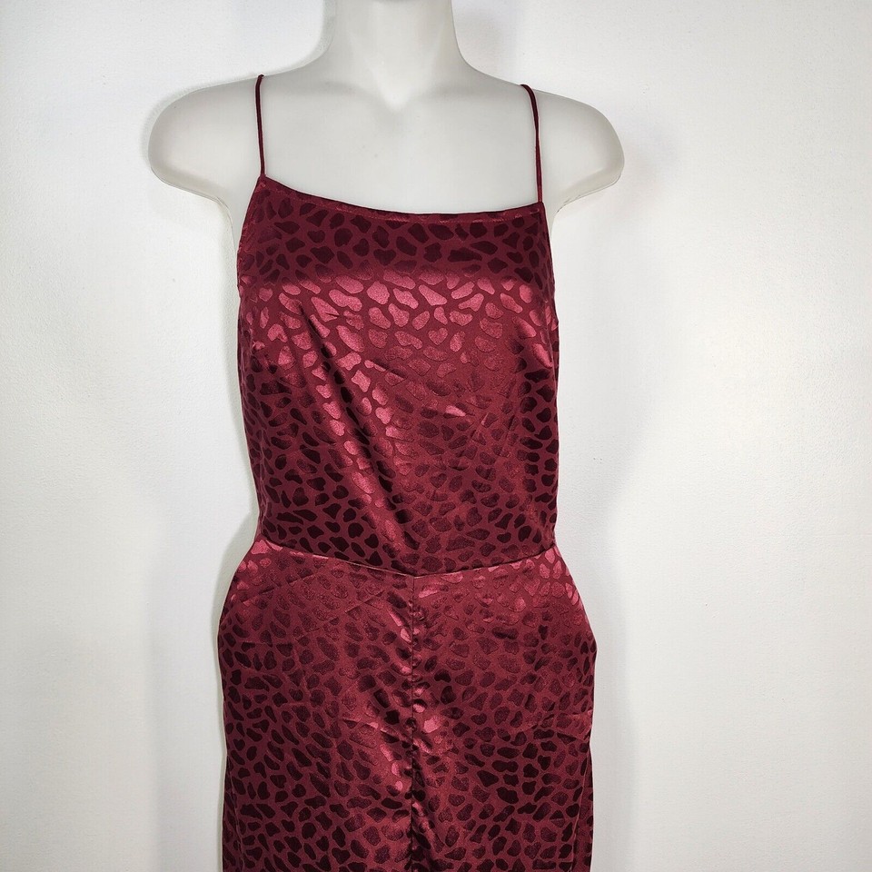 Urban Outfitters Womens Jumpsuit Size 6 Wine Lily Leopard Jacquard Lace