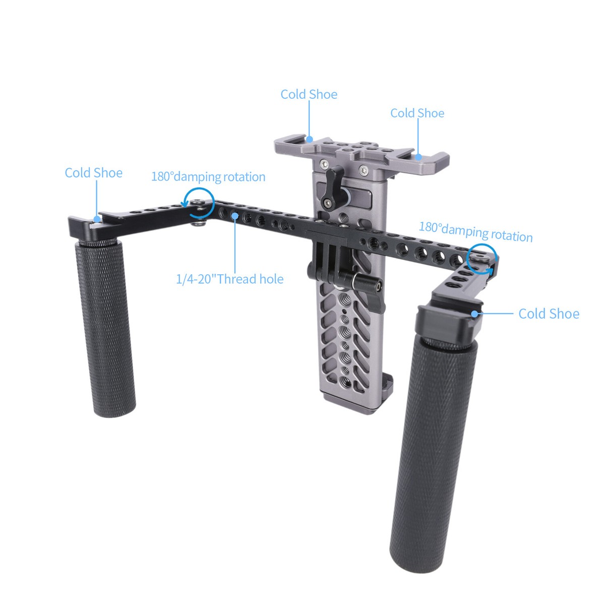 NICEYRIG Supporto Video Palmare Con Treppiede Per Tablet IPad E MatePad, Pieghevole, Con Doppia Slitta Fredda E Attacchi 1/4", 574