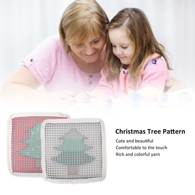 Latch Hook Kit Cute Christmas Tree Pattern DIY Crochet Cup Mat Soft Comfortable