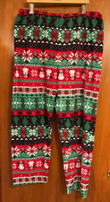 Christmas Fleece Pajama Lounge Pants Sz. XXL Snowflake Snowman Presents