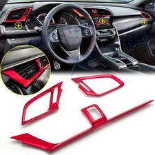 Red Front Dashboard AC Air Vent Outlet Cover Trim For Honda Civic 2016-2021 10th