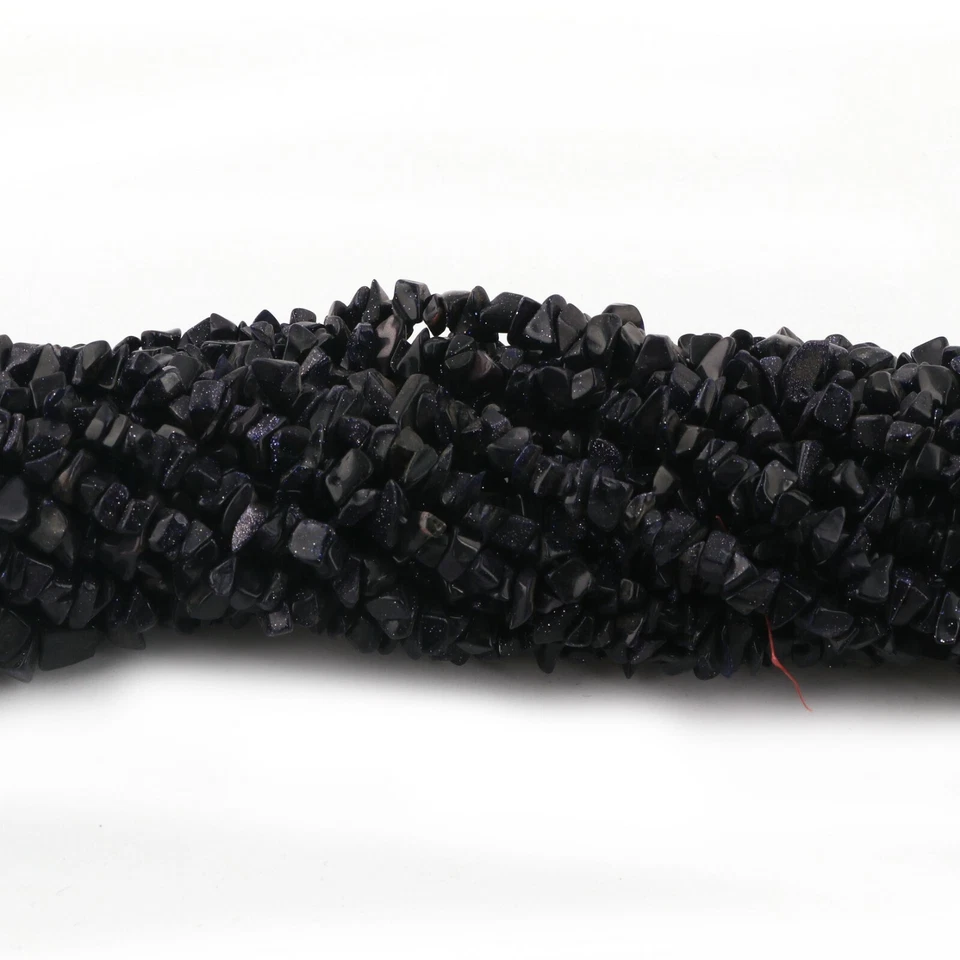 Blue Goldstone Nugget Smooth Uncut Chips Gemstone AAA Quality Beads 34 Inches - Image 3 of 4