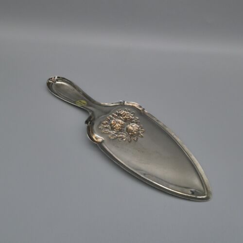 Vintage Embossed Roses Wedding Cake Server Silver-Plated Steel by Elegance 8" - Picture 10 of 13