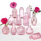 Pink Vase Bud Vases Set of 12 Small Pink Glass Vases for Flowers Modern Ribbe.