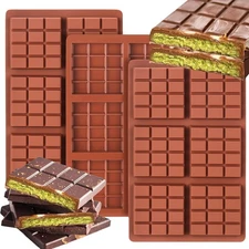 Chocolate Bar Mold Deep, 3Pcs Square Thick Chocolate Bar Mold Silicone, Stuffed