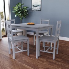 Solid Wooden Dining Table and 2 4 Chairs Set Home Kitchen Furniture