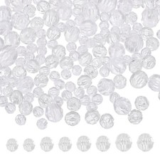 850 Pcs Acrylic Round Faceted Beads 6mm 8mm 10mm 12mm Loose Bead, Transparent