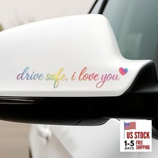 3 Pcs Drive Safe I Love You Car Mirror Decal 5x1 Inch DTF Vinyl Sticker,