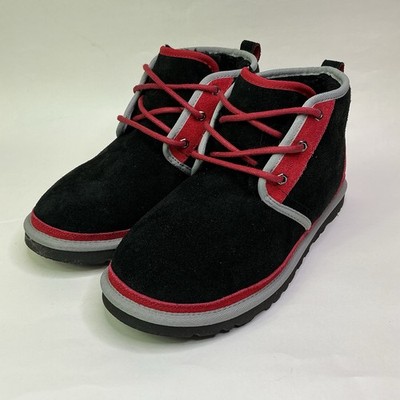 UGG Neumel Men Black Red Suede Sheepskin Chukka Boots 3236 Size 10