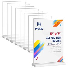 14 Pack Acrylic Sign Holder 5x7 Inches Clear Double Sided Picture Frame Verti...