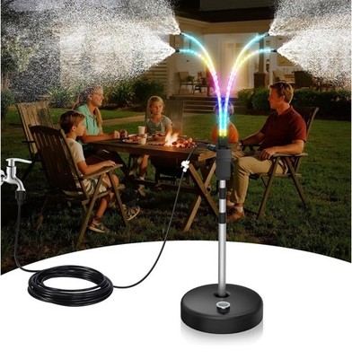 Led Patio Mister for Outside, Stand Cooling System with 4 Lighting Tubes