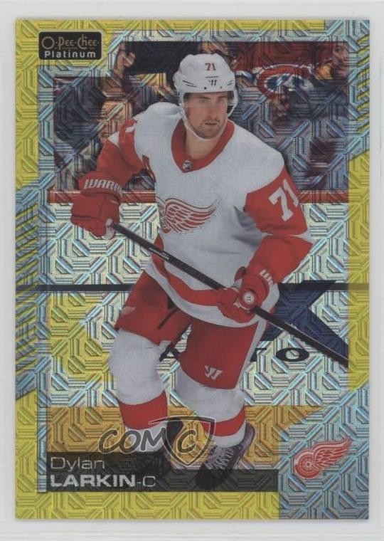 2020-21 O-Pee-Chee Platinum Yellow Traxx 117/249 Dylan Larkin #15 0nr3