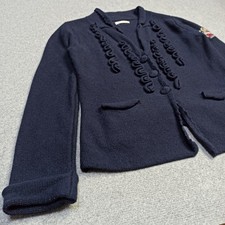 Odd Molly Femmes Cardigan Taille 3 - L Bleu Marine Agneau Pull Tricot Ruche 506