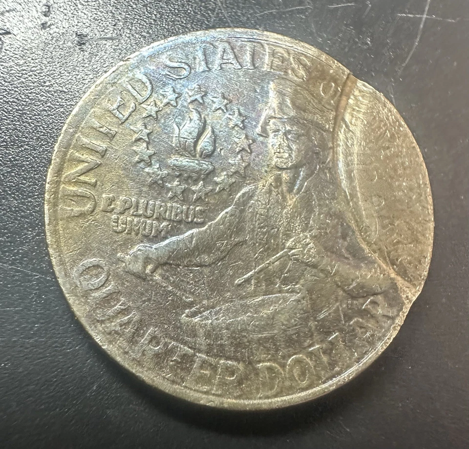 1776-1976 bicentennial Quarter ￼Double Struck  Flipped Out Of Collar Error A-276 - Image 4 of 4