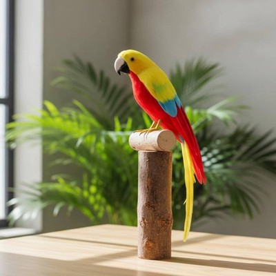 Bunter Deko-Papagei bunt Papageienfigur aus Federn lebensechtes Design für