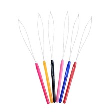 6 Pcs Plastic Hair Extension Loop Needle Threader Pulling Hook Tool Micro Nan...