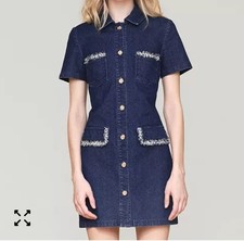 Women's Collared Button-Front Mini Denim Dress Sz 10